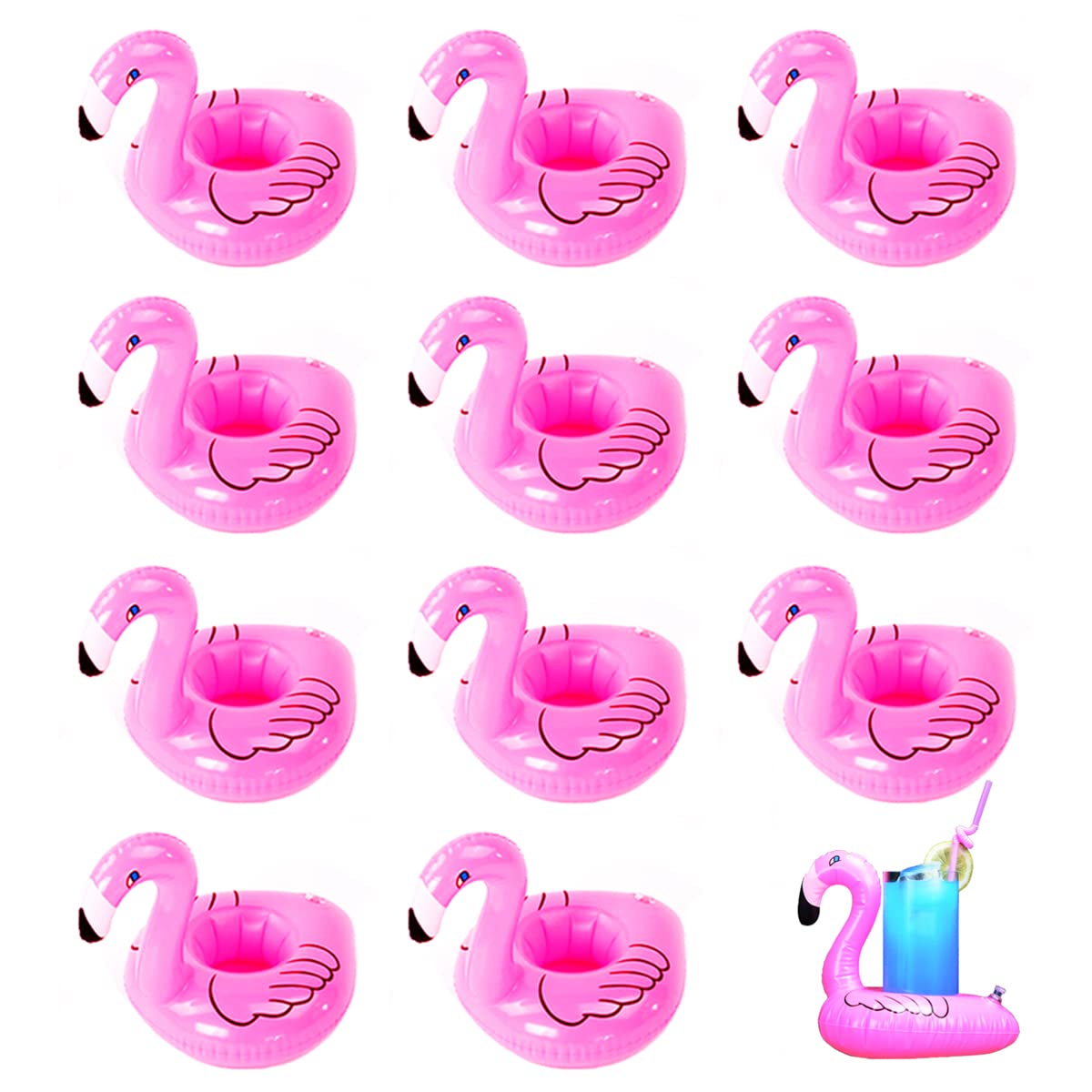 Funvalley Surperfect Inflatable Drinks Holder For Pool Hot Tub Swimming Beach Float Coasters Water Toys Hawaiian Luau Weddings Birthday Party Supplies Pool Accessories Decorations(12 Pack)