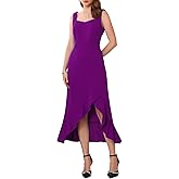 WOMLAYOUT Women's High Low Cocktail Dress Ruffles Split Hem Sleeveless Wedding Guest Dresses