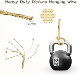 Mozeat Lens Brass Picture Hanging Wire 32.5 Feet 0.7mm Gold Braided view 2