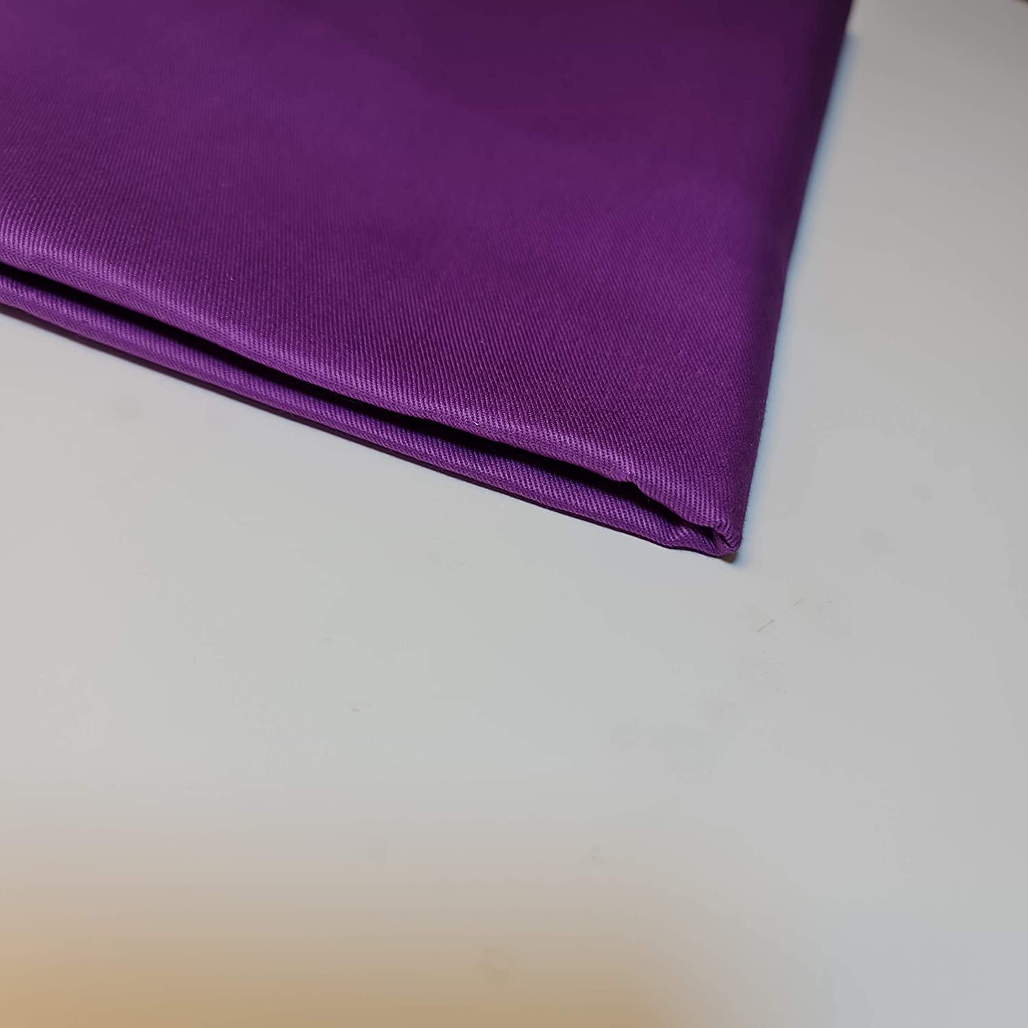 Plain Thick 100% Cotton Drill Workwear Twill Fabric 150 cm Wide (Purple, 2 Meter)