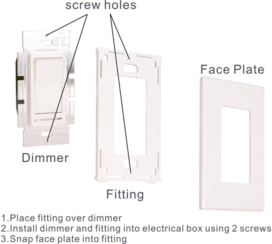 Cloudy Bay in Wall Dimmer Switch for LED Light/CFL/Incandescent, 3-Way Single Pole Dimmable Slide, 600 Watt max, Cover Plate Included -2 Pack: Industrial & Scientific