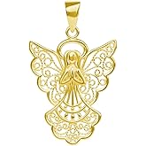 Jewelry America Solid 14k Yellow Gold Filigree Angel Pendant