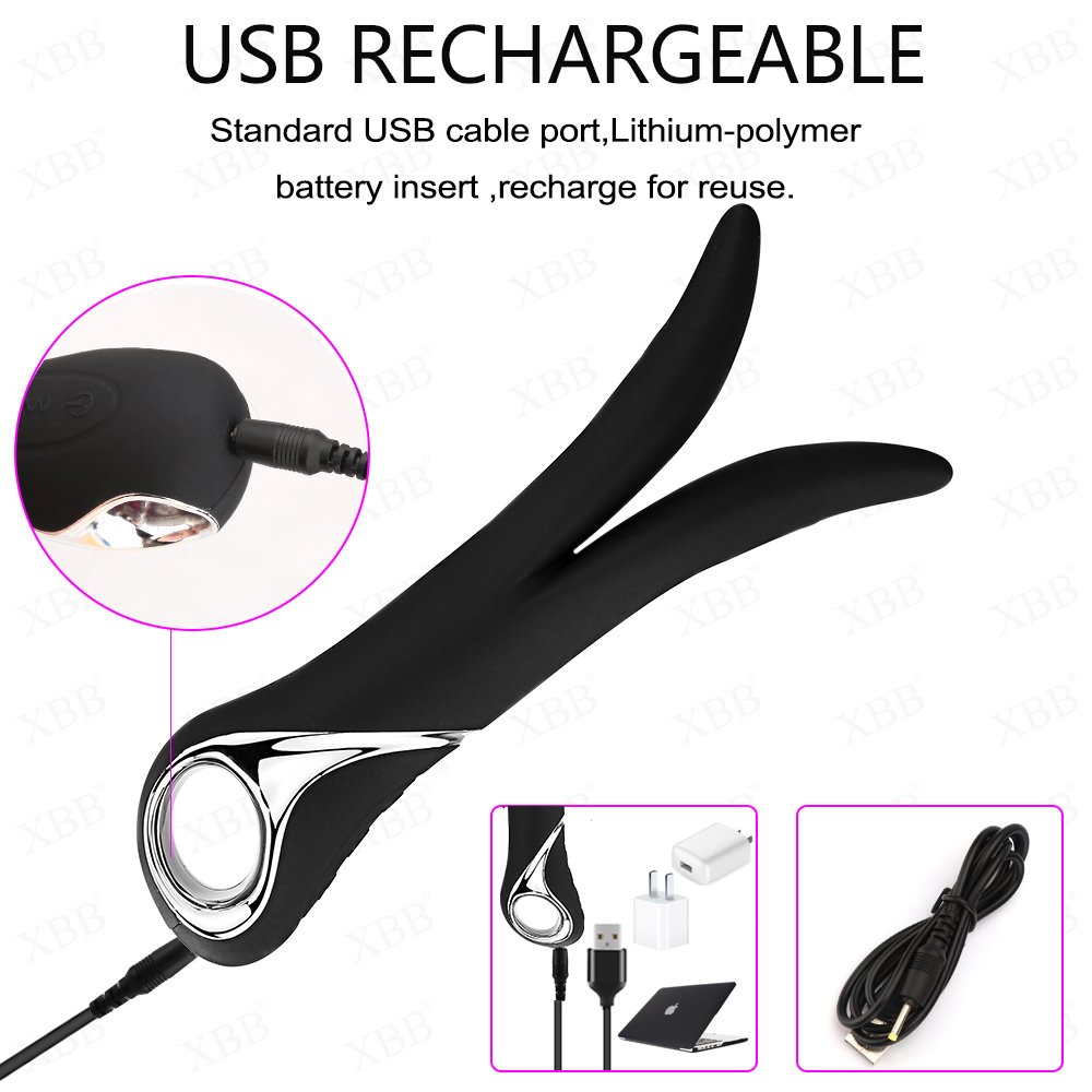 XBB Rechargeable Multifunctional Silicone Vibrator 10 Speeds with Orgasm Mode G Spot Stimulator Prostate Anal Personal Massager(Black)