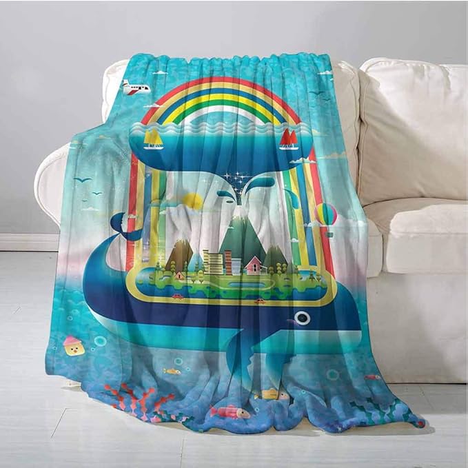 Whale Fleece Blanket Excellent Feel Fleece Blanket Throw Size Super