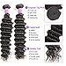 Miss Flower Deep Wave Bundles with Frontal (14 16 18+12 frontal), Deep Curly Virgin Hair Extensions Bundles And Frontal Peruvian Human Hair 3 Bundles with Ear To Ear Lace Frontal Natural Color