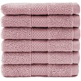 Maisonette Loft Egyptian Cotton Turkish Hand Towels - Soft, Absorbent Washcloths for Face - Ideal Quick Dry Small Towel Wash Cloth Set for Bathroom - (13" x 13", 6 Pack) - Pink (Dusty Rose)