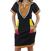 Womens African Attir Bohemian Dashiki Traditional Tribal Vintage Ethnic Midi Dresses