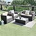 Wisteria Lane 5 Piece Outdoor Furniture Set,Patio Sectional Sofa All Weather Wicker Chair Loveseat Glass Table Conversation Set,Grey