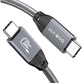 ULT-WIIQ USB C 3.2 Gen 2x2 Cable, 8K@60Hz Portable Monitor Cable Grey 3.3FT | 4K@144/120/60Hz Video Cable, 20Gbps Data Transfer, PD3.1 QC5.0 240W Fast Charging, for iPhone 17/16/15, MacBook, SSD, Carplay