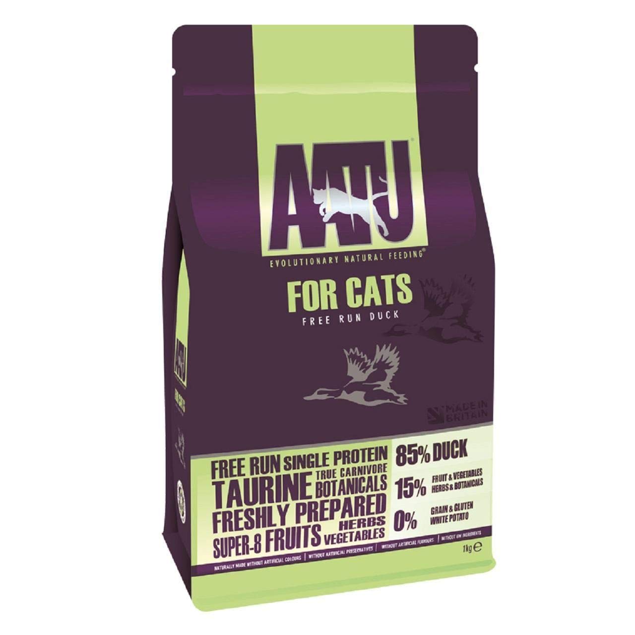 AATU 85/15 Complete Dry Cat Food, Duck 1kg - High Protein, Grain Free Recipe, No Artificial Ingredients
