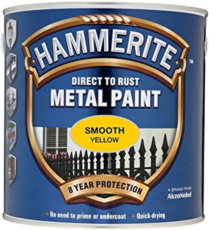 Hammerite Direct to Rust Metal Paint Smooth Yellow 750ML Brand New