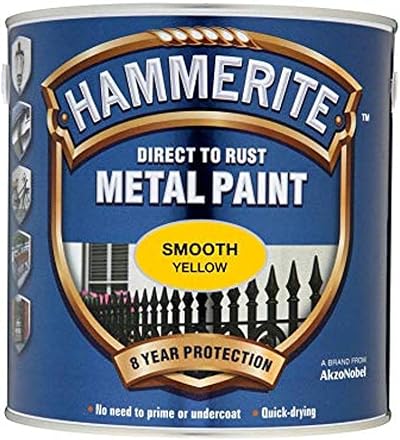Hammerite Direct to Rust Metal Paint Smooth Yellow 750ML Brand New