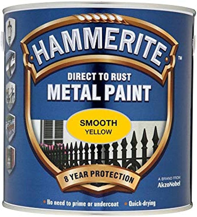 Hammerite Direct to Rust Metal Paint Smooth Yellow 750ML Brand New