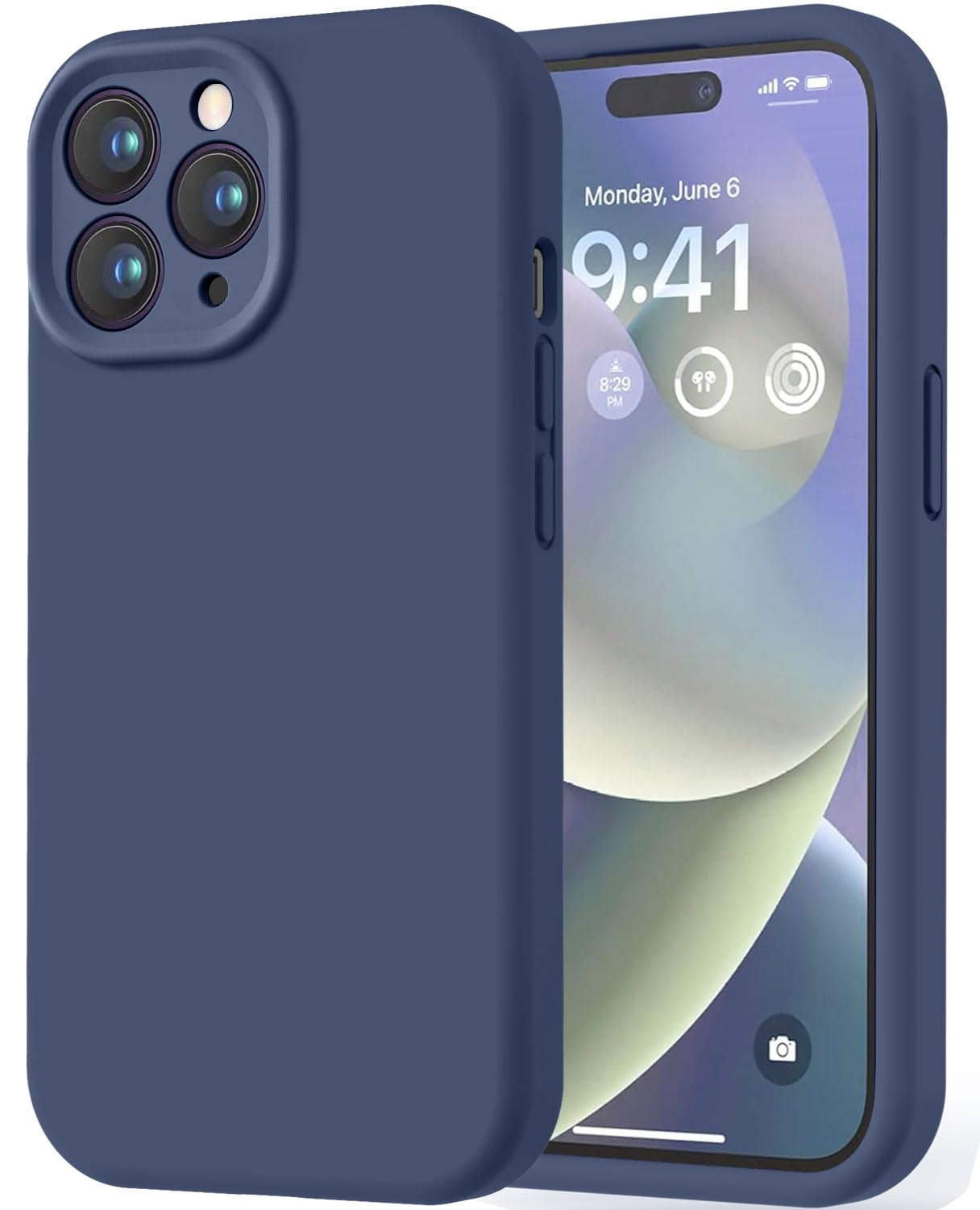 Photo 1 of LOVE 3000 Designed for iPhone 14 Pro Case, Premium Silicone with [Soft Anti-Scratch Microfiber Lining] Shockproof Protective Phone Case for Men Women Girls 6.1", Navy Blue