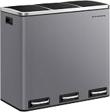 SONGMICS Kitchen Bin 3 x 18 L Recycling Bin 3 Compartments Matte Grey LTB054G01