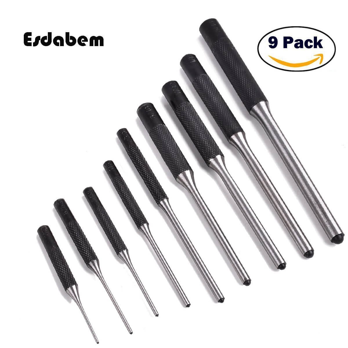 Esdabem 9 Pieces Roll Pin Punch Set Tool Kit for Gunsmith/Watch Crafts