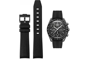 HEYOZURY Bands for Moonswatch Watch Rubber for Omega x Swatch MoonSwatch 20mm Rolex Seiko Watch Silicone Men with Stainless Steel Replacement Bracelet Original Bracelet Omega x Swatch MoonSwatch Speedmaster