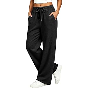 Wide Leg Sweatpants for Women Baggy Elastic Waist Sweatpants Lounge Athletic Sweat Track Pants with Pockets