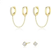 Gold Ear Cuffs Earrings for Women Non Piercing - Clip on Cartilage Earrings Dainty 14K Gold Sterling Silver Plated Cubic Zirconia Huggie Hoop Earring for Women No Tarnish Trendy Jewelry Set