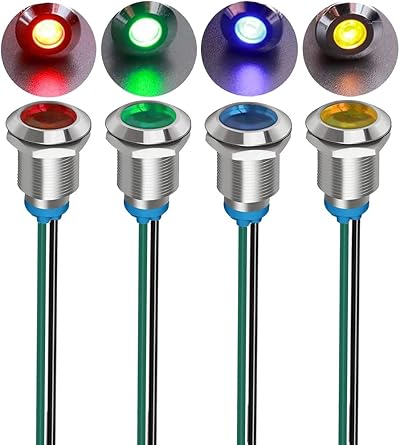 Gebildet 4pcs 12mm LED Metal Indicator Light Waterproof DC 3V-9V