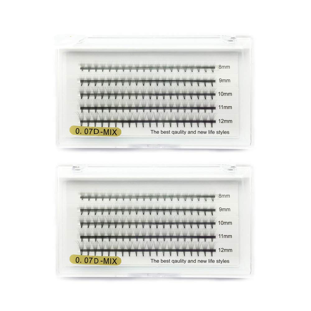 8D Volume Eyelash Extensions 0.07mm D Curl 8-12mm 2 Trays Premade Volume Fans 3D Russian Cluster Eyelashes Professional Volume Mixed Length Eye Lash Extensions for make up set by EMEDA