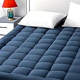 EASELAND Queen Size Mattress Pad Pillow Top Mattress Cover Quilted Fitted Mattress Protector 8-21" Deep Pocket Cooling Mattress Topper (60x80 Inches, Dark Blue)