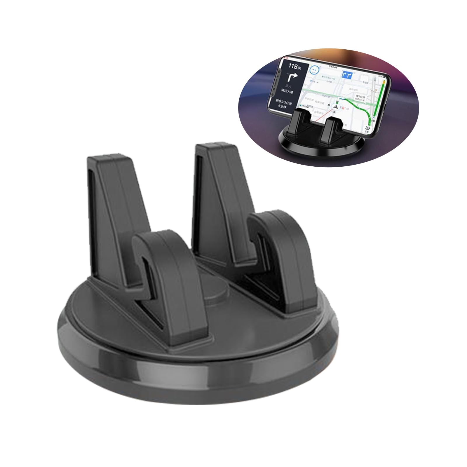 Photo 1 of 1 Pcs Car Dashboard Cell Phone Holder, 360° Rotating Phone Holder, Black Phone Fixing Device, Suitable for Most Cars, Trucks, Suvs