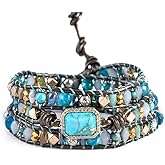 YGLINE Boho Handmade Wrap Leather Tube Crystal Stone Bracelet for Women