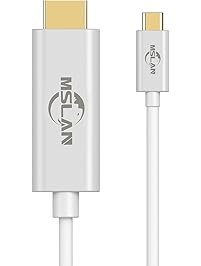 USB C to HDMI Cable,(4K 60Hz), MSLAN (6ft/1.8m) USB Type-C to HDMI Cable [Thunderbolt 3 Compatible] MacBook Pro 2018/2017/2016, Surface Book 2, Galaxy S9/S8, Dell XPS 13/15 Silver
