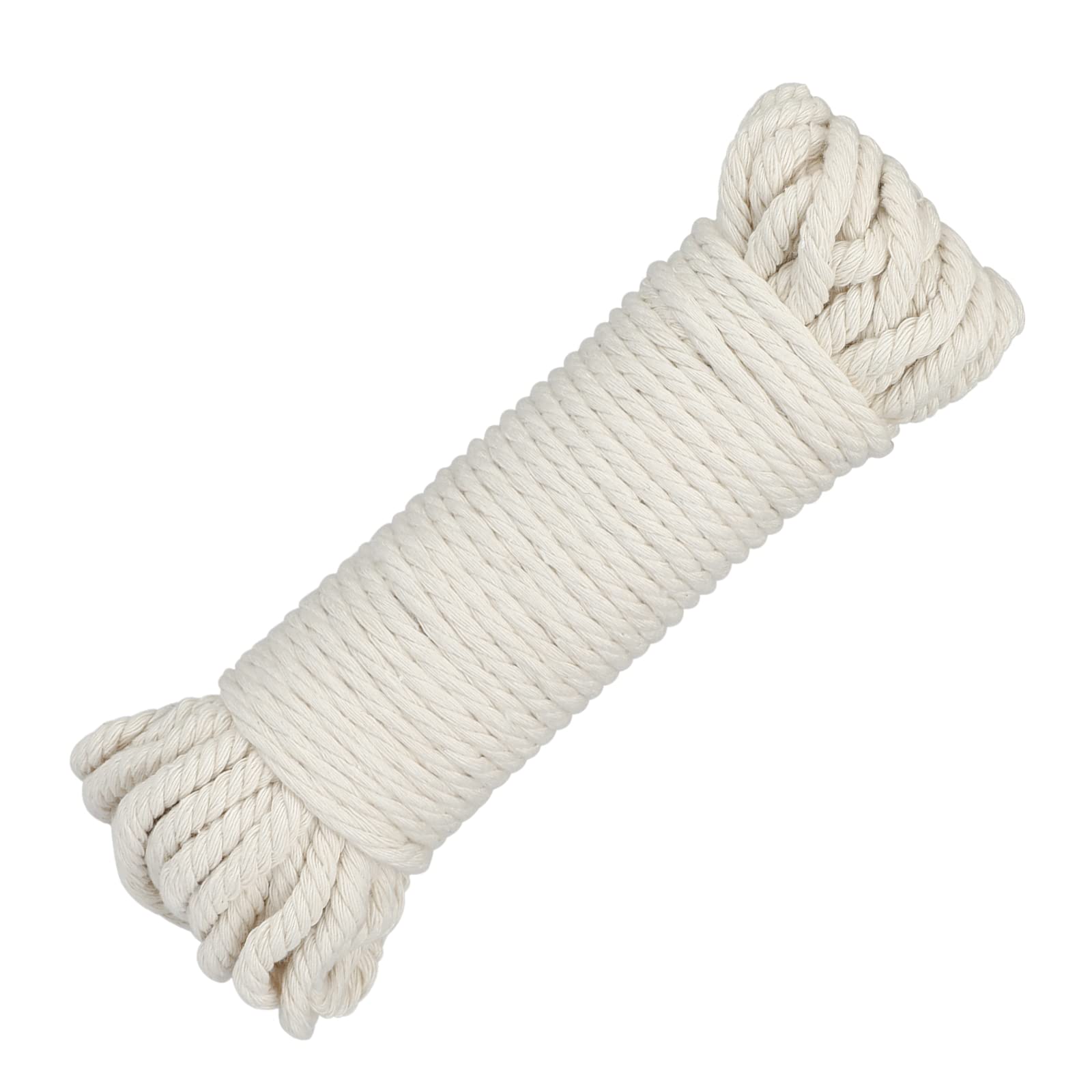 KINGLAKE Soft Cotton Rope 6mm, 20m Macrame Cord Twisted Thick String Decorative Rope for Crafts, Washing Line, Wall Hanging, Plant Hanger, Gardening, Decoration, Repairing Cat Scratching Post (Beige)