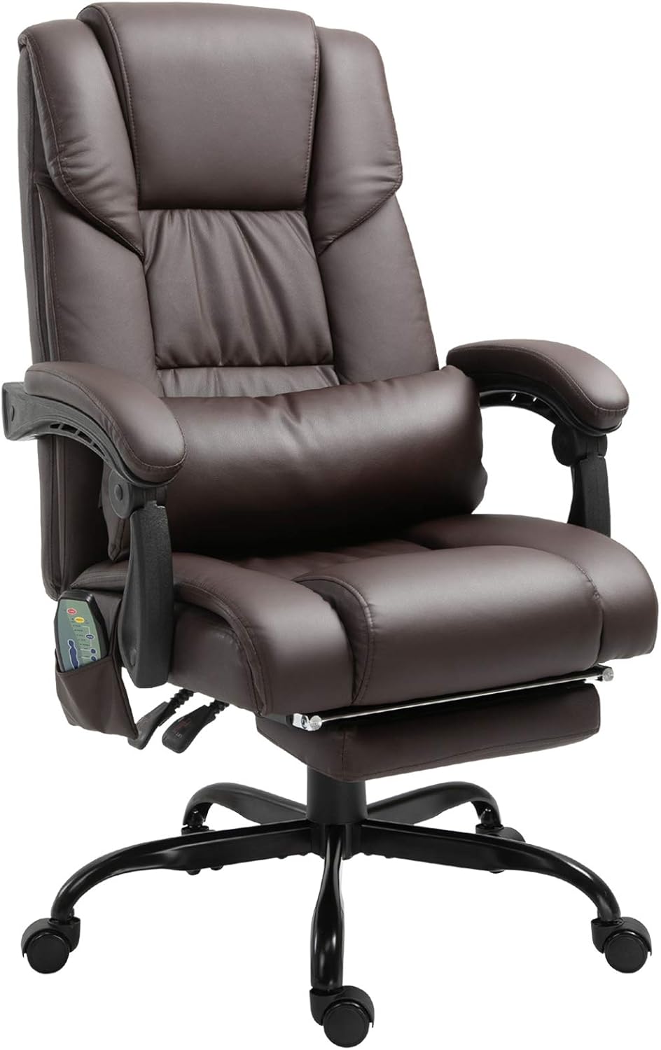 Movable Adjustable Height Recliner, Chair Desk Office Vinsetto Lumbar Brown Massage, Vibrating 6
