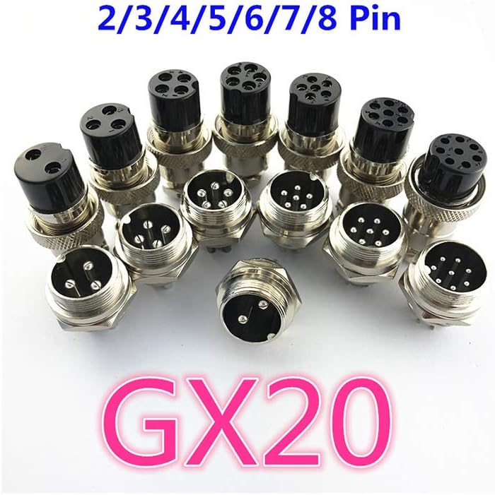 1set GX20 2/3/4/5/6/7/8 Pin Male + Female 20mm L94-100Y Circular Wire Panel Aviation Connector Socket Plug with Cap Lid,Plastic Lid Cap