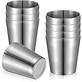 XLIUAX 8 Pack 10 oz Stainless Steel Insulated Cups, Double Wall Vacuum Metal Tumbler Stackable Camping Drinking Water Glasses Unbreakable Reusable Mugs for Travel Indoor Outdoor Party Supplies(Silver)