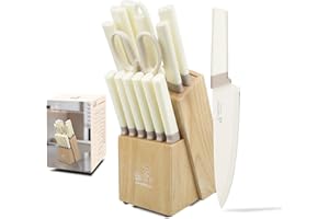 CHUSHIJI 2026 New 15-Piece Kitchen Knife Set with Block, Premium High Carbon Stainless Steel, 8-Inch Chef Knife & 6 Steak Kni