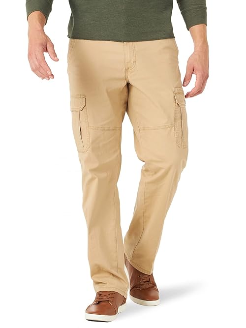 Wrangler Authentics Men's Relaxed Fit Stretch Cargo Pant, Travertine Ripstop, 29W x 30L