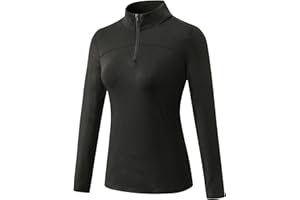 LWISMIL Womens Quarter Zip Pullover Slim Fit Fleece Lined Workout Tops Quick Dry Athletic Sports Yoga Gym Thermal Shirts