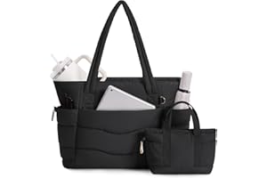 Wandering Nature Work Tote Bag with Cup Holder, Nurse Bag 2 Set, 15.6" Laptop Compartment & Trolley Sleeve for Women, Travel