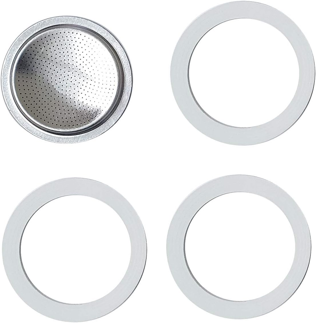 9 Cup Washers and Filter Moka Pot, White