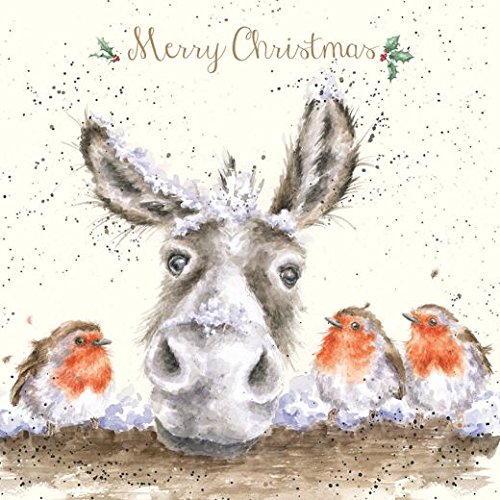 Wrendale Designs by Hannah Dale - The Christmas Donkey - Gold Foiled Christmas Card - Single