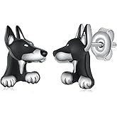 Sterling Silver Dog Stud Earrings - Cute Animal Jewelry Gifts for Women & Girls