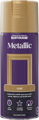 Rust-Oleum 400ml Metallic Spray Paint Elegant Gold Quick Dry Durable Interior view 8