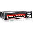 AI PoE Switch (8 POE Ports +2 Uplink), 802.3af/at PoE+ 100Mbps, 120W Built-in Power, Extend to 250Meter,Unmanaged Metal Plug and Play
