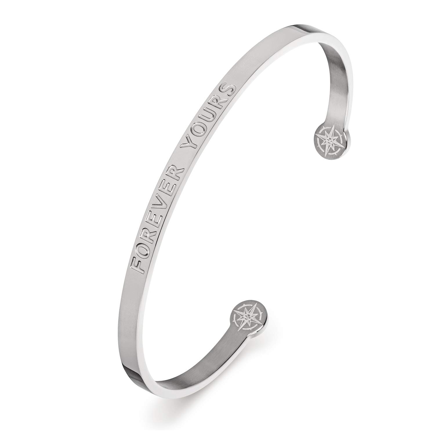 Kistanio Ladies Bangle with Engraved Message - Follow Your Dreams - Surgical Steel - Comes in a Velvet Pouch - 3 Colours Available - Rose Gold, Gold, Silver, silver, Modern