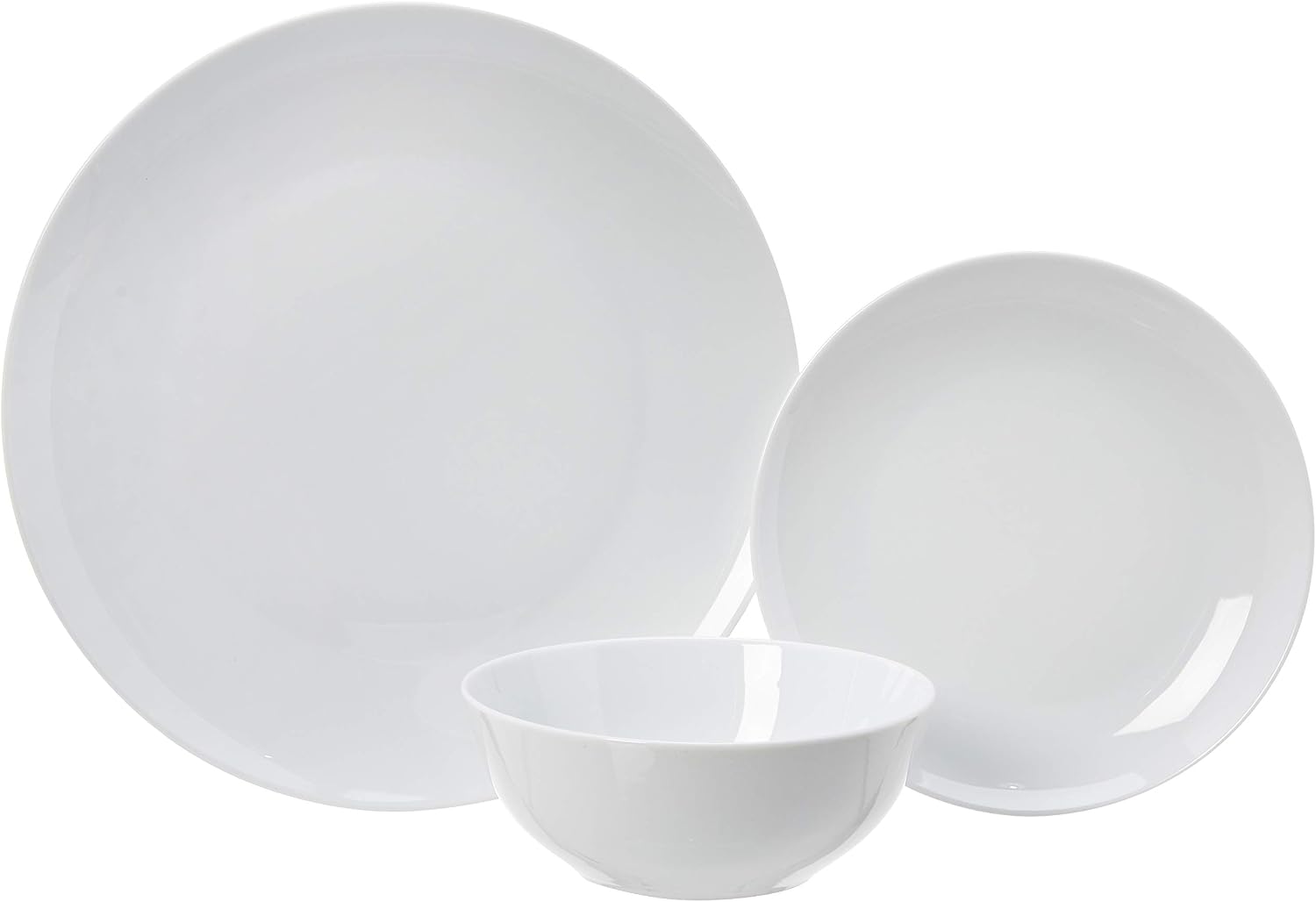 Amazon Basics 18-Piece Dinnerware Set - White Porcelain Coupe, Service for 6 - Image 5
