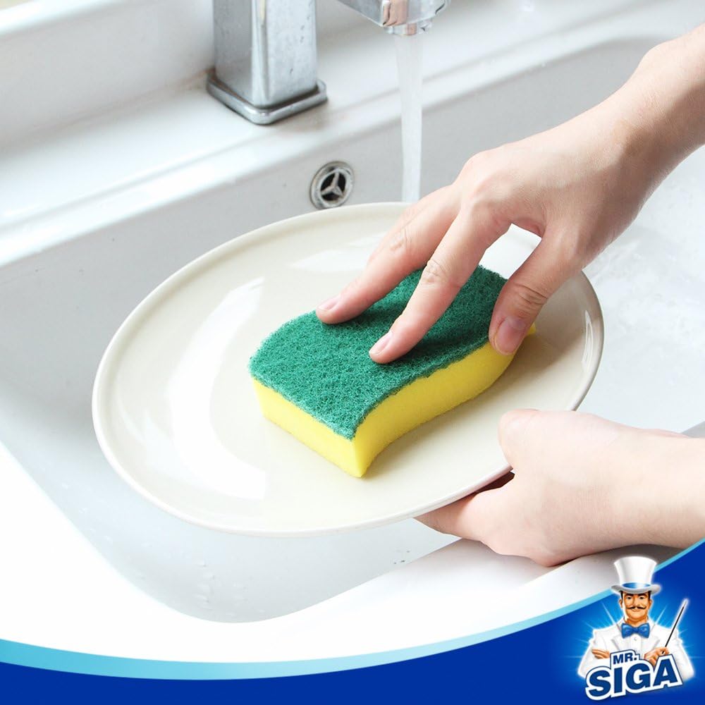 MR. SIGA Heavy Duty Scrub Sponge, 24 Count, Size:11 x 7 x 3cm, 4.3" x 2.8" x 1.2": Home & Kitchen