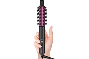 Farery Mini Thermal Brush 3 Temperature Adjustable, Travel Curling Iron for Short Hair 1 Inch, Heated Round Brush for Soft Cu