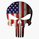 American Flag Skull Punisher Style Patriotic Weathered Design Military Veteran USA Pride 5