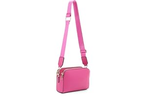 EVVE Crossbody Bags for Women Trendy Triple Zip Small Crossbody Camera Bag Purse with Wide Guitar Strap