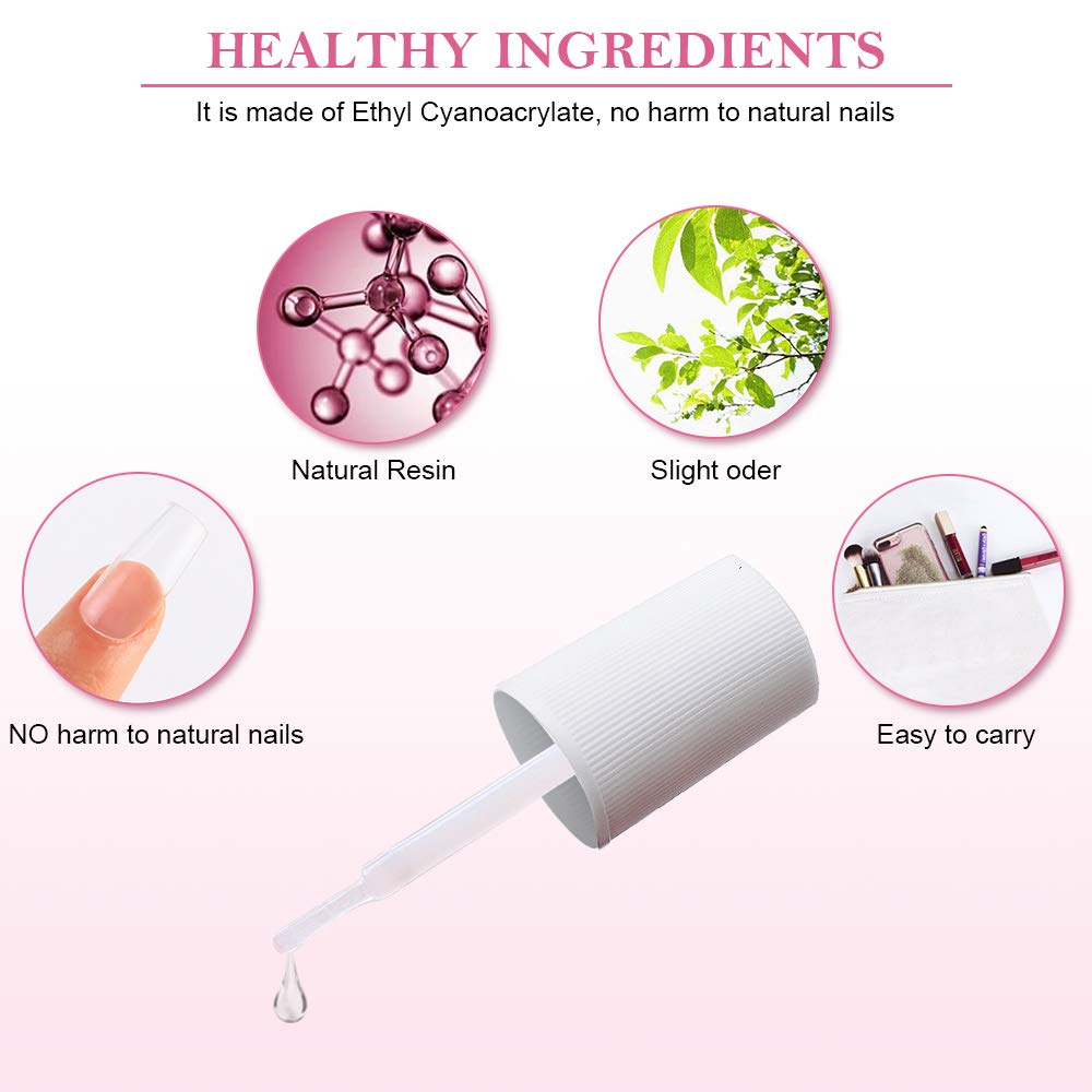 Makartt Nail Glue for Acrylic Nails, Brush on Nail Glue for Nail Repair, Professional Super False Nail Adhesive Glue for Broken Nails Long Lasting S-05: Industrial & Scientific