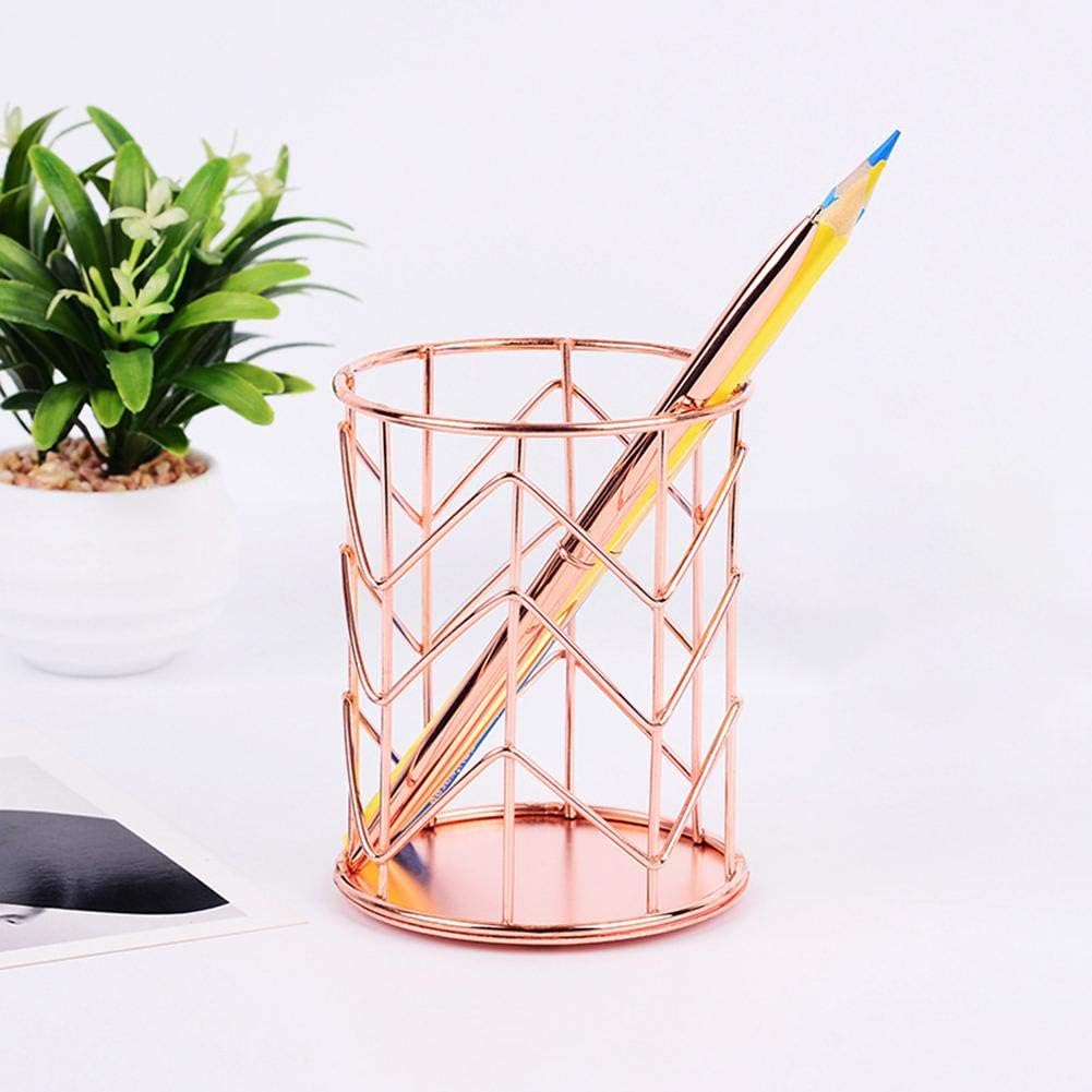 Pencil Holder Pot Metal Hollow Pen Holder Mesh Round Pen Pots Office